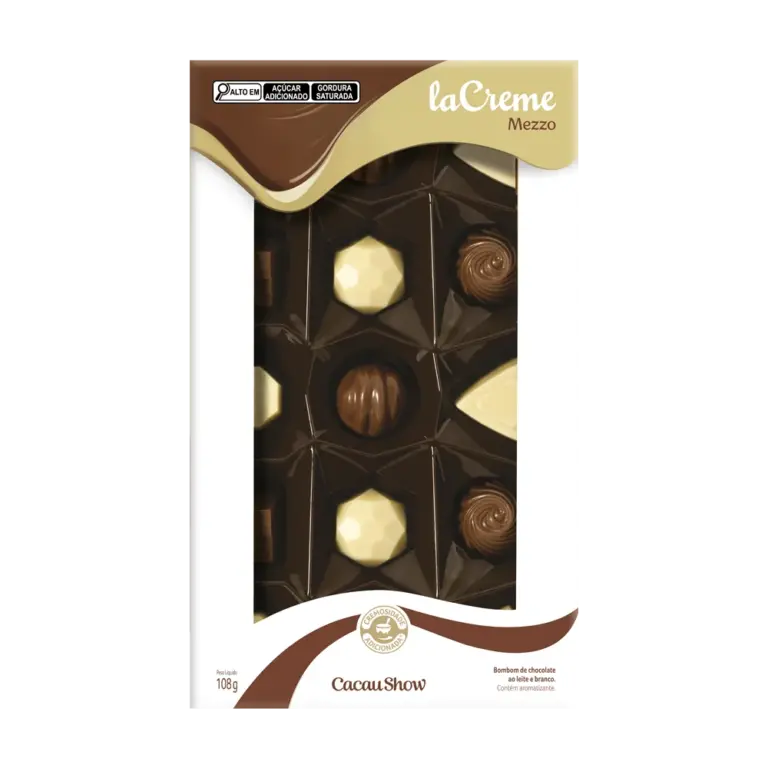 Bombons de Chocolate laCreme Sortidos 108g ao leite e branco Cacau Show