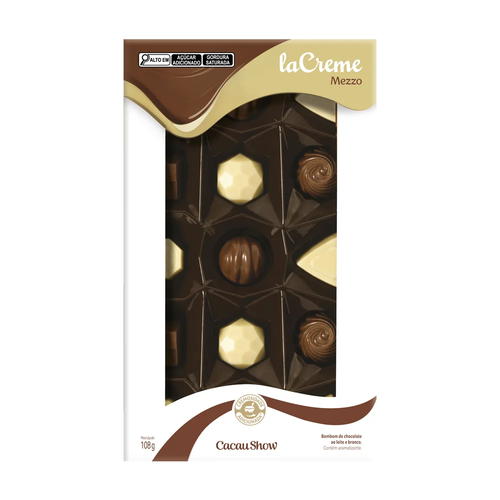 Bombons de Chocolate laCreme Sortidos 108g ao leite e branco Cacau Show Bombons de Chocolate laCreme Sortidos 108g ao leite e branco Cacau Show