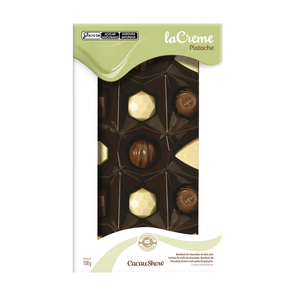 Bombons de Chocolate laCreme Recheio de Pistache 108g Cacau Show Bombons de Chocolate laCreme Recheio de Pistache 108g Cacau Show
