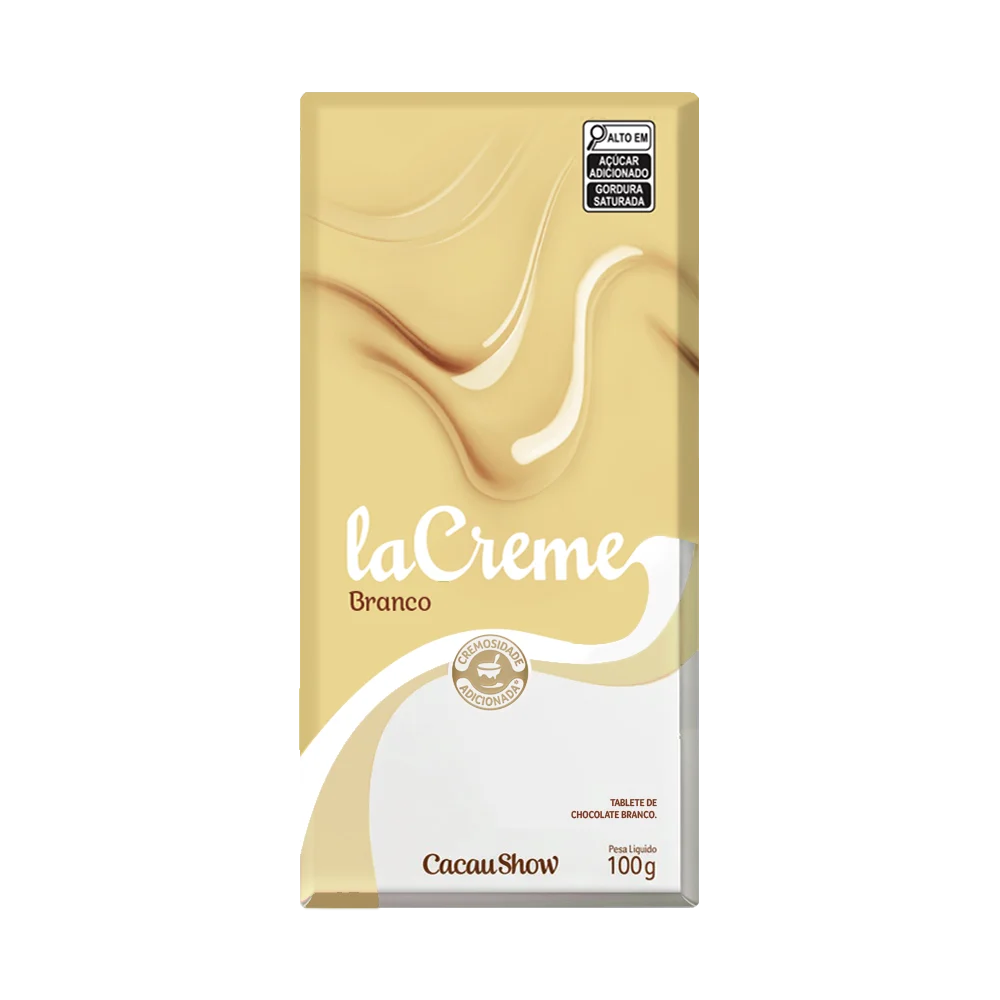 Barra de Chocolate Branco laCreme 100g Cacau Show cremosa e suave Barra de Chocolate Branco laCreme 100g Cacau Show cremosa e suave