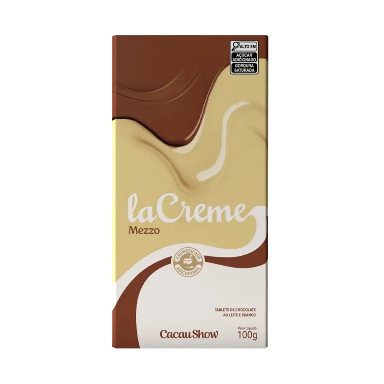 Barra de Chocolate Mezzo laCreme ao Leite e Branco 100g Cacau Show