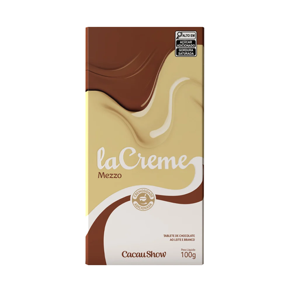 Barra de Chocolate Mezzo laCreme ao Leite e Branco 100g Cacau Show Barra de Chocolate Mezzo laCreme ao Leite e Branco 100g Cacau Show
