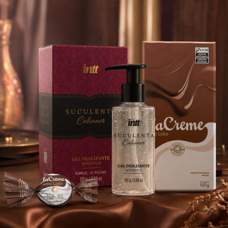 Combo Suculenta Merengue laCreme com gel deslizante Intt, barra de chocolate 100g e trufa Cacau Show