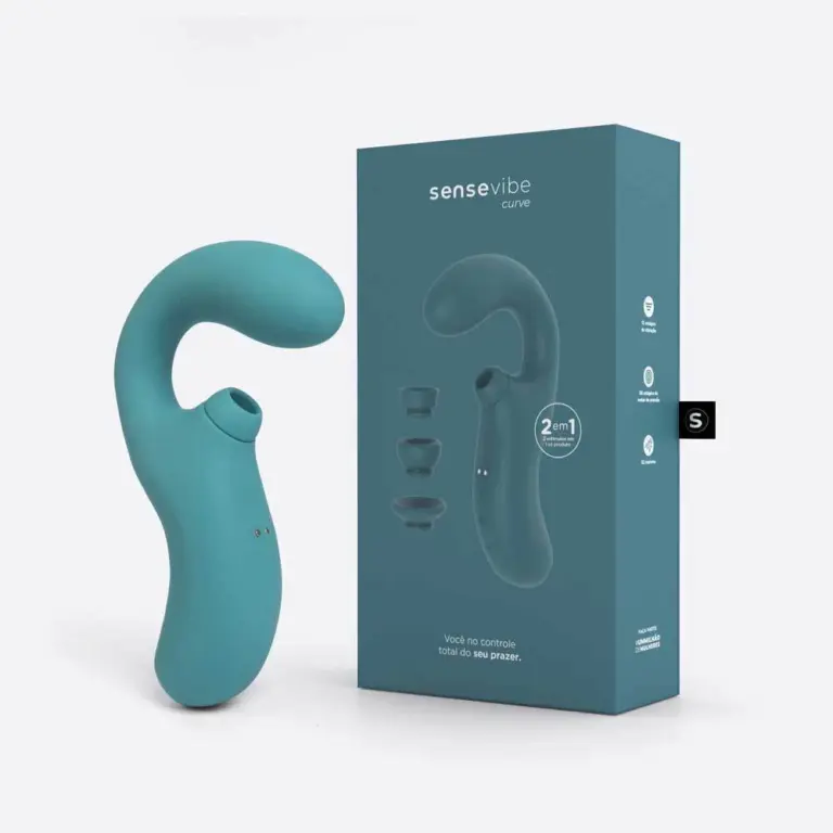 Vibrador e Estimulador Recarregável Sensevibe Curve azul petróleo