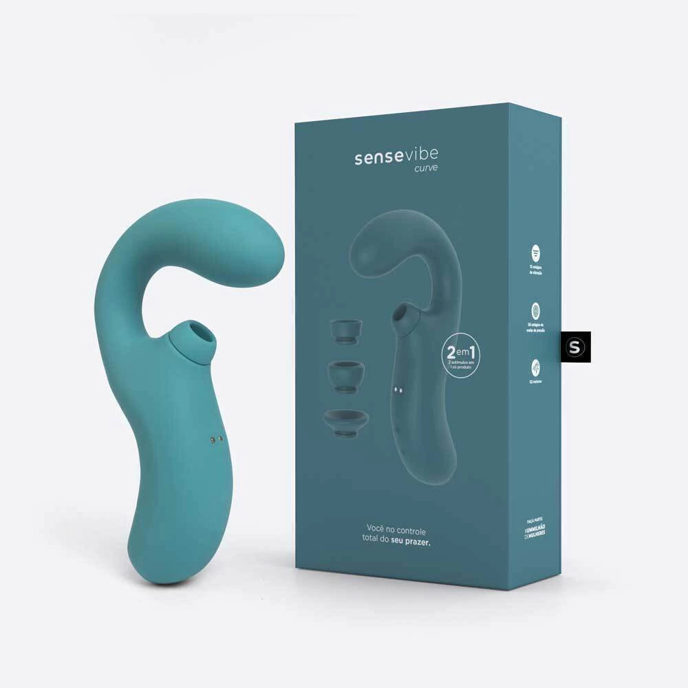 Vibrador e Estimulador Recarregável Sensevibe Curve azul petróleo