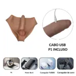 Calcinha Strap-on com Capa Peniana Realística Vibratória - Imagem 7