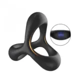 Anel peniano sem vibro com relevos estimuladores em silicone preto aveludado