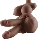 Masturbador Hermafrodita com Duplo Pênis em Silicone TPE Premium - Imagem 2