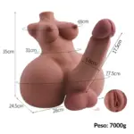 Masturbador Hermafrodita Meio Corpo Realístico com Duplo Canal Penetrável - Imagem 5