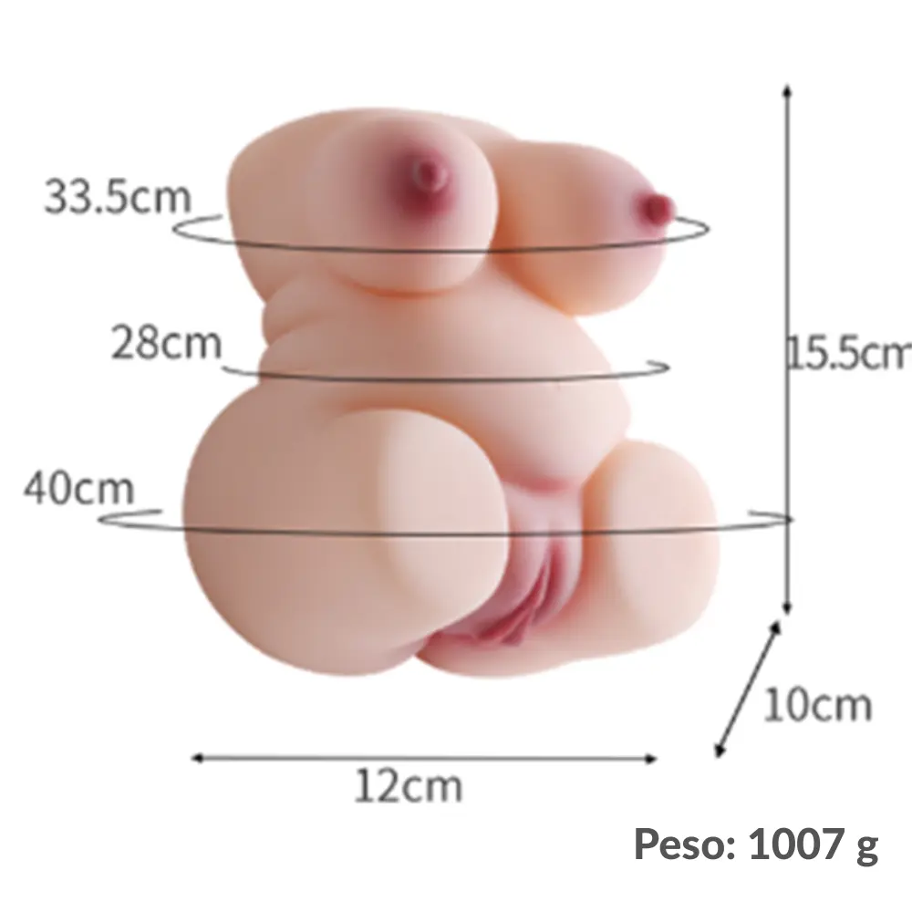 Masturbador masculino meio corpo realistico compacto em TPE com textura macia