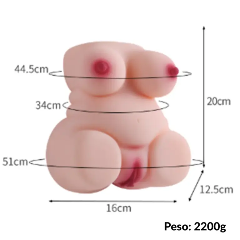 Masturbador masculino meio corpo realistico em TPE premium 2.200kg com curvas definidas