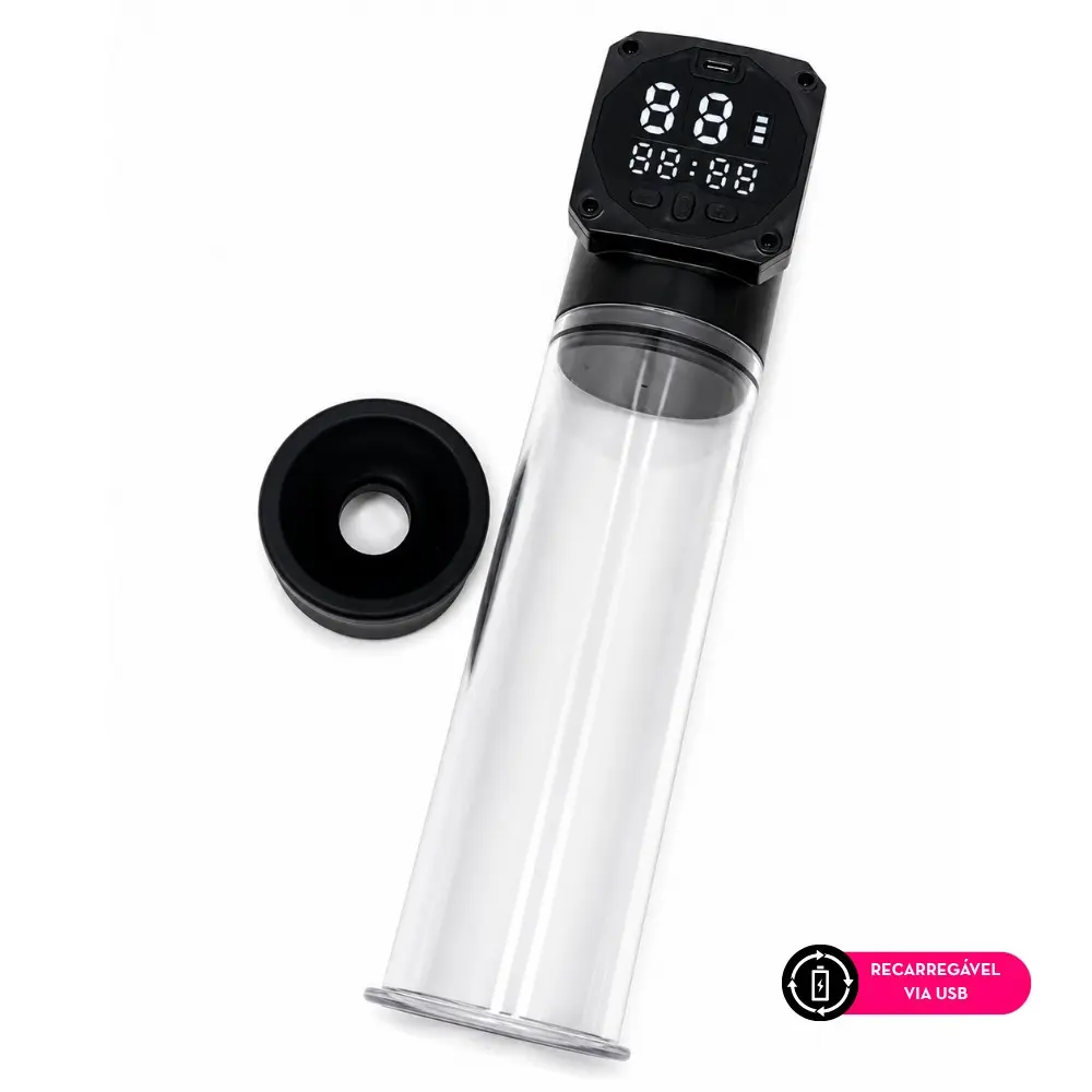 Bomba peniana automatica com visor digital moderno e tubo transparente graduado Bomba peniana automatica com visor digital moderno e tubo transparente graduado