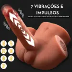Masturbador Vibratório Vai e Vem Meio Corpo com Pênis e Ânus Penetrável em Silicone - Imagem 4